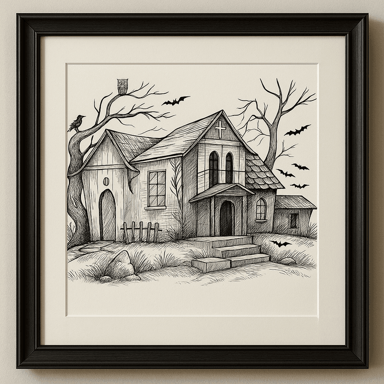 Framed Drawing of the old wizard's house