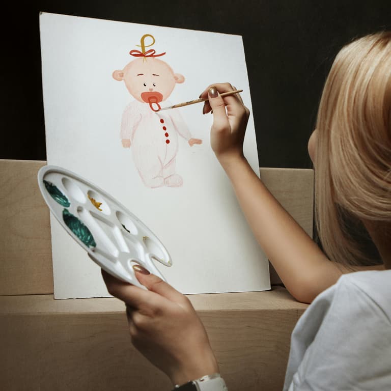 An image of a woman painting